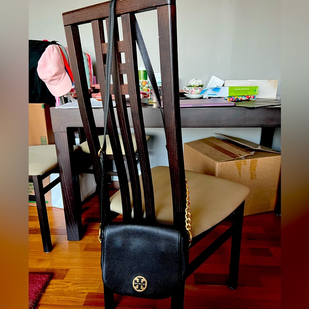 Tory Burch black handbag: Everly Flap Saddlebag